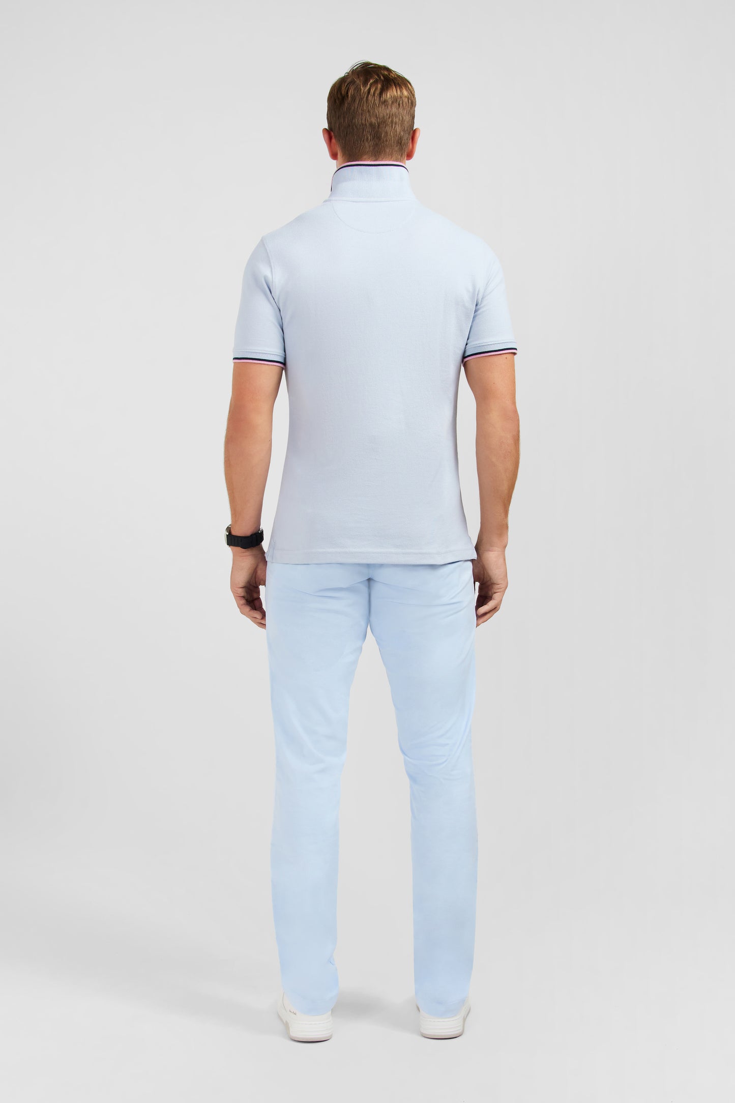 Polo bleu clair en coton Pima