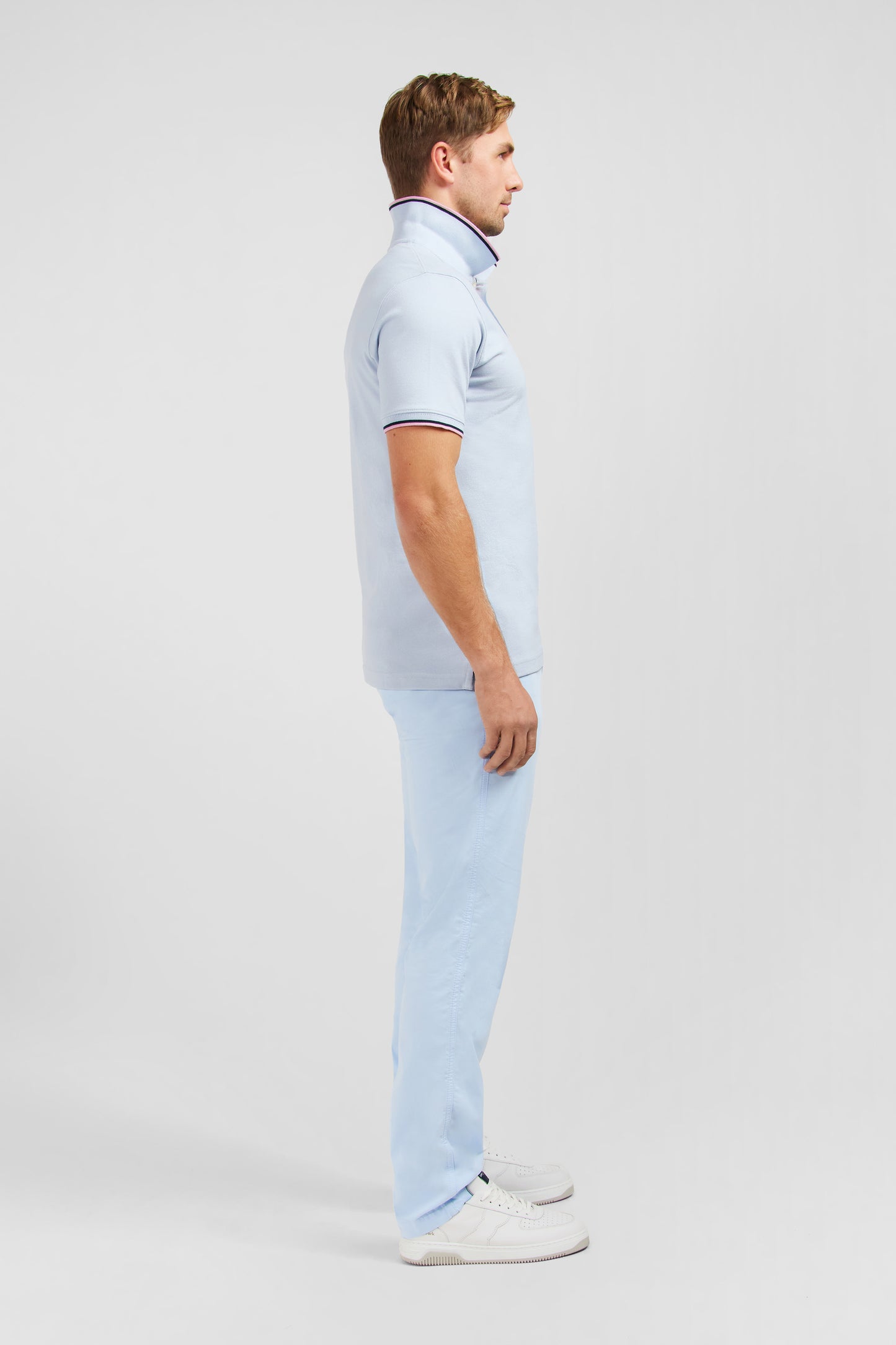 Polo bleu clair en coton Pima