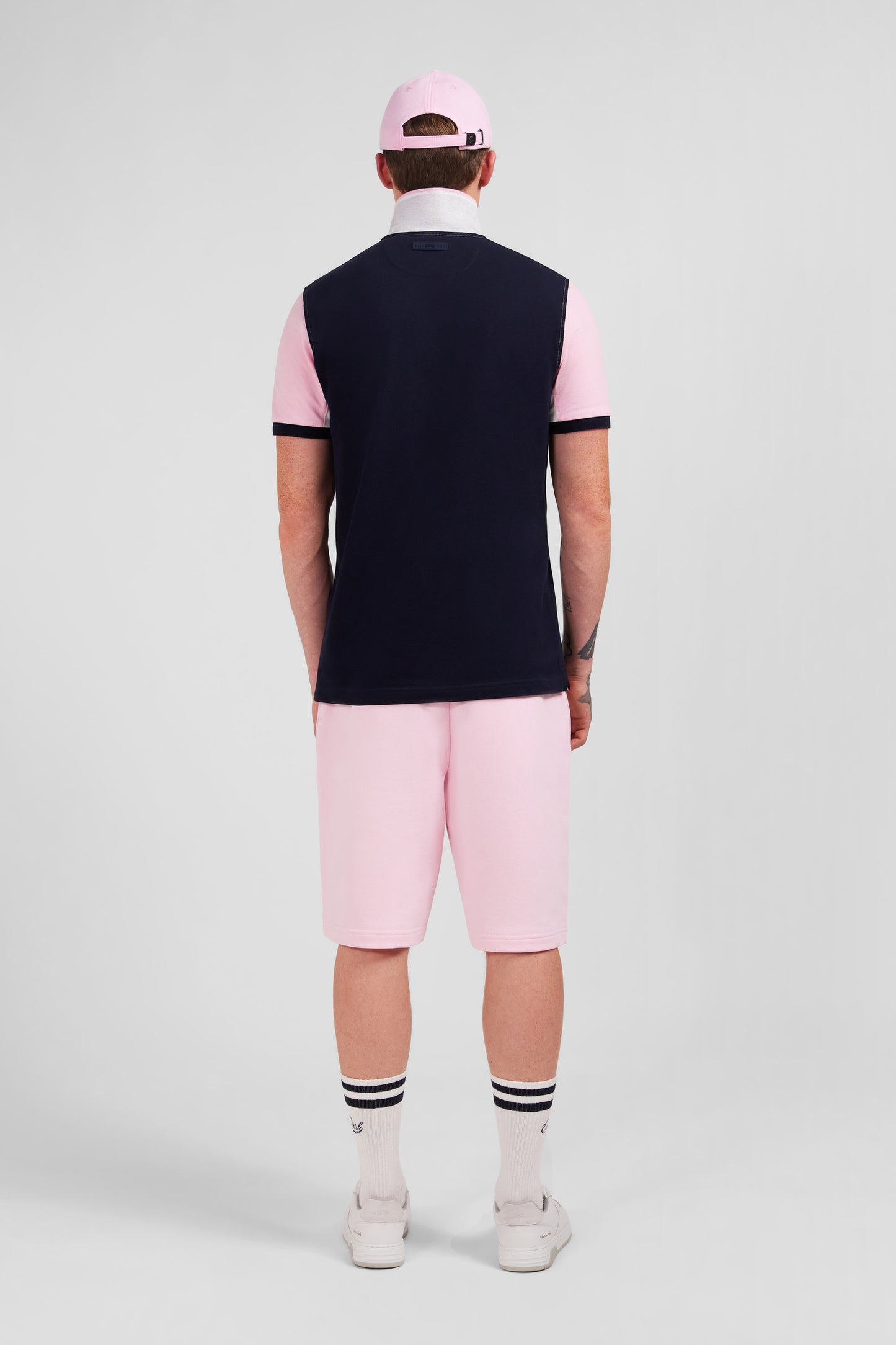 Polo colorblock rose à manches courtes