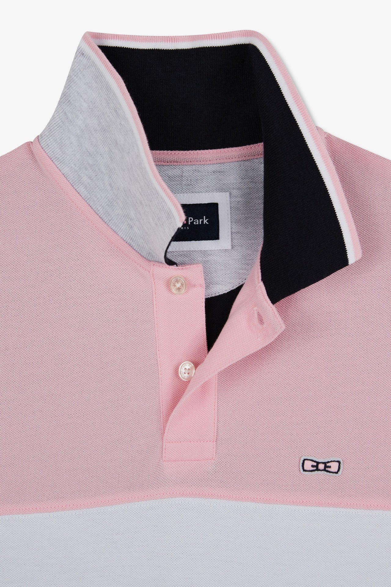 Polo colorblock rose à manches courtes