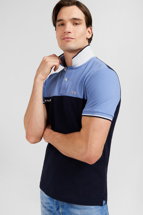 Polo colorblock bleu à manches courtes - Image 3