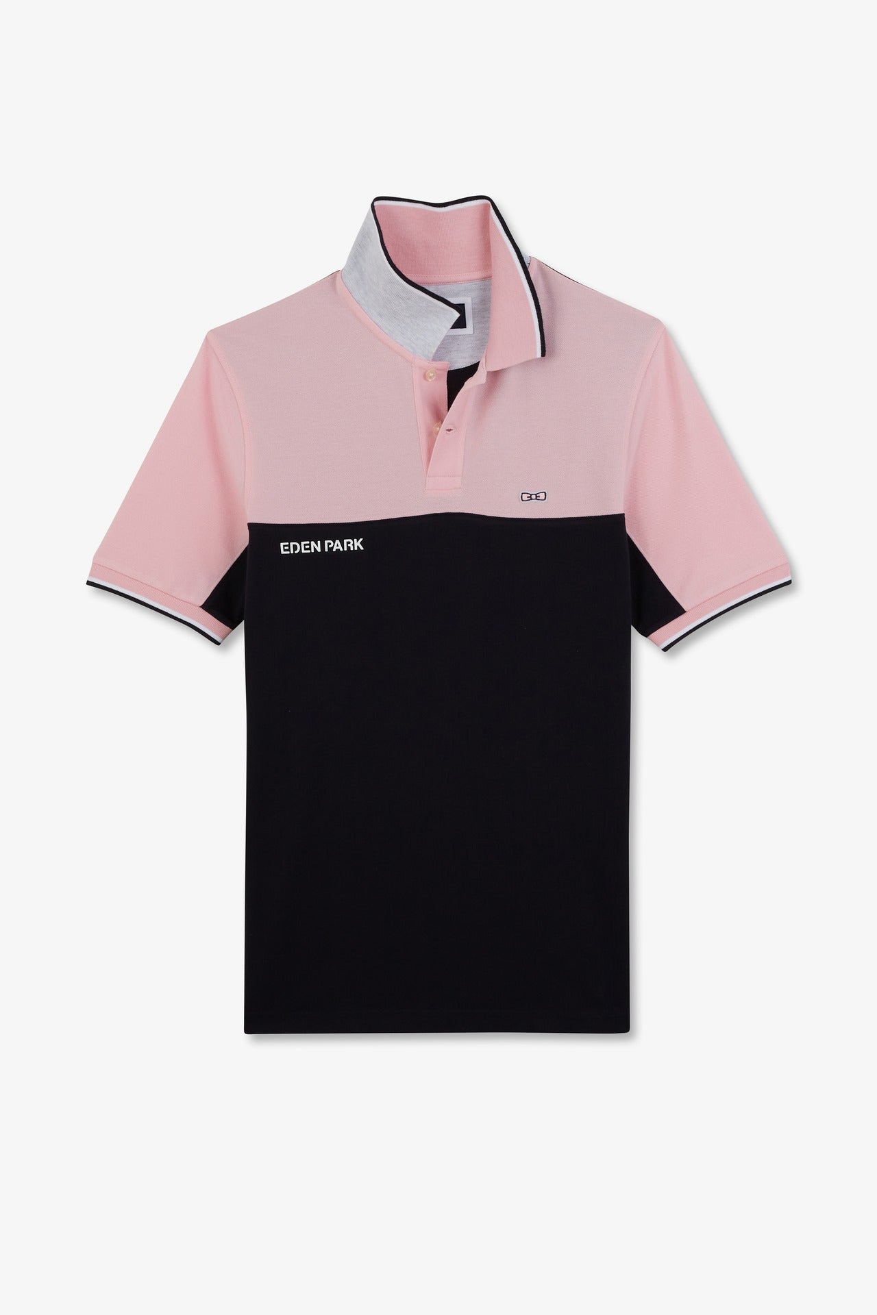 Polo colorblock rose à manches courtes