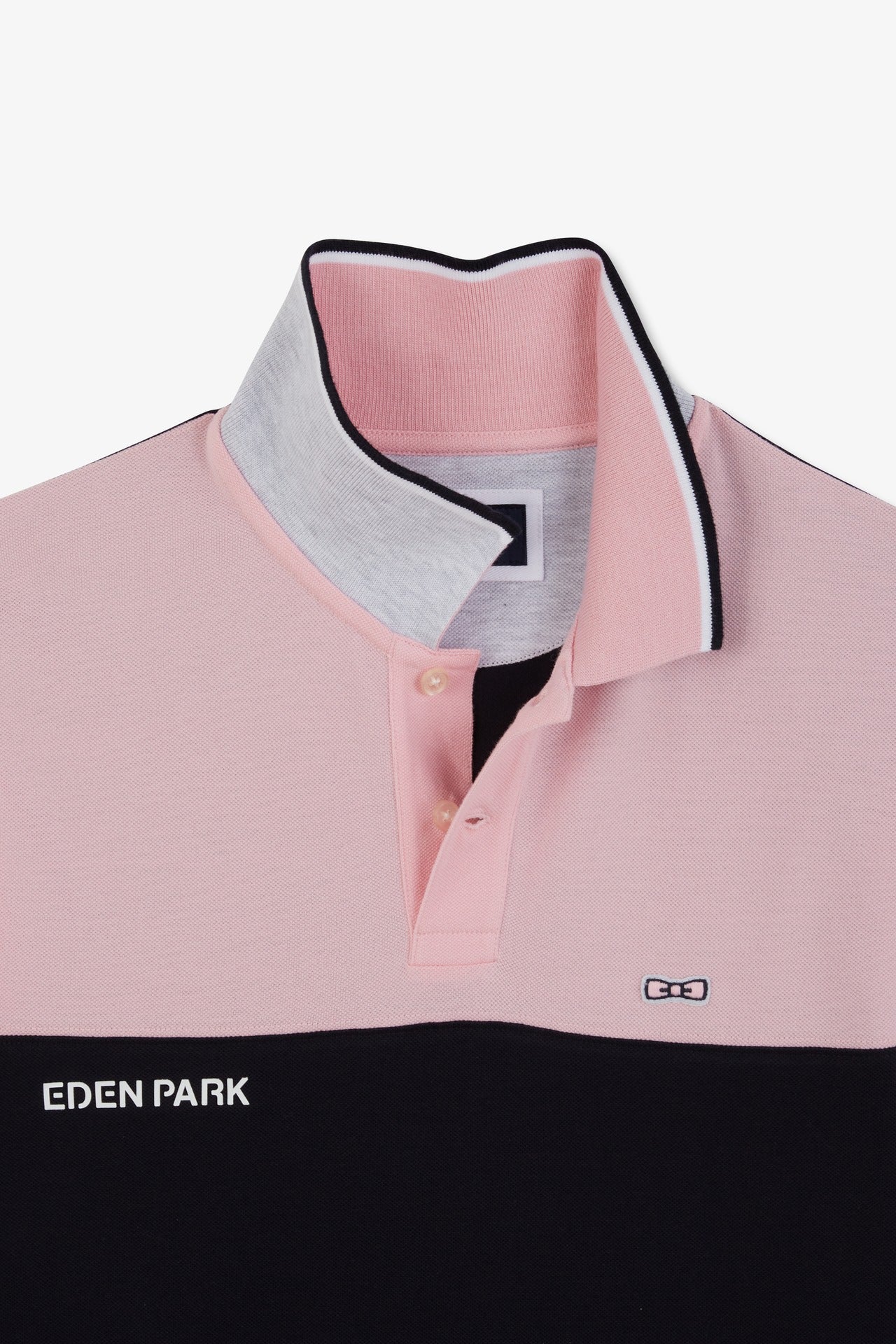 Polo colorblock rose à manches courtes