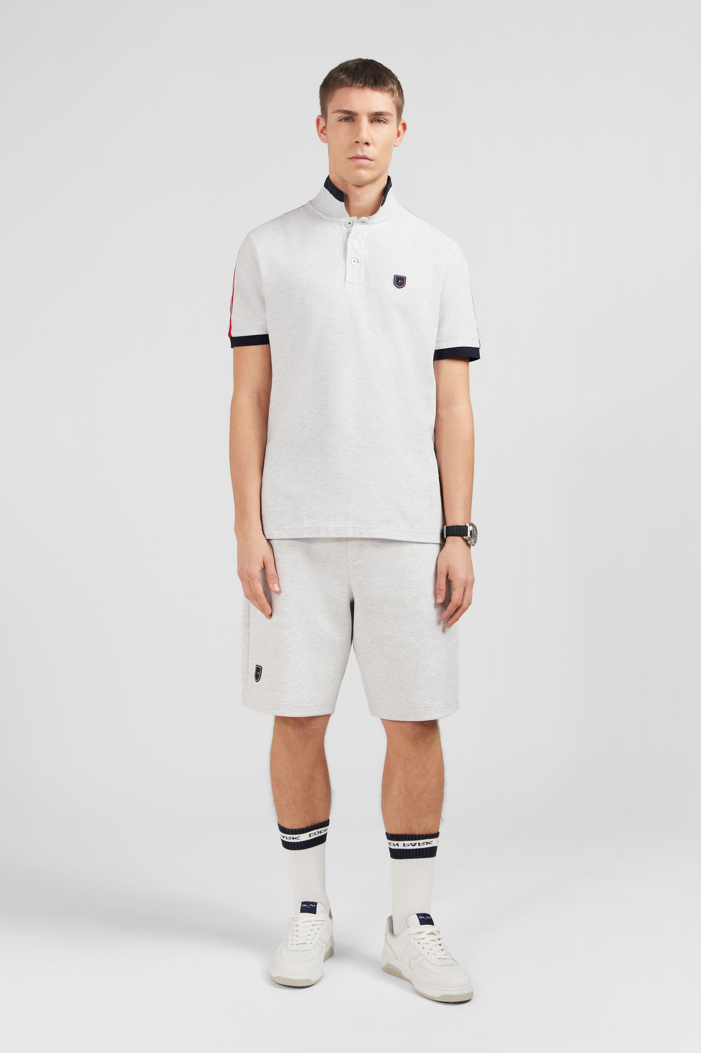 Polo gris chiné manches courtes
