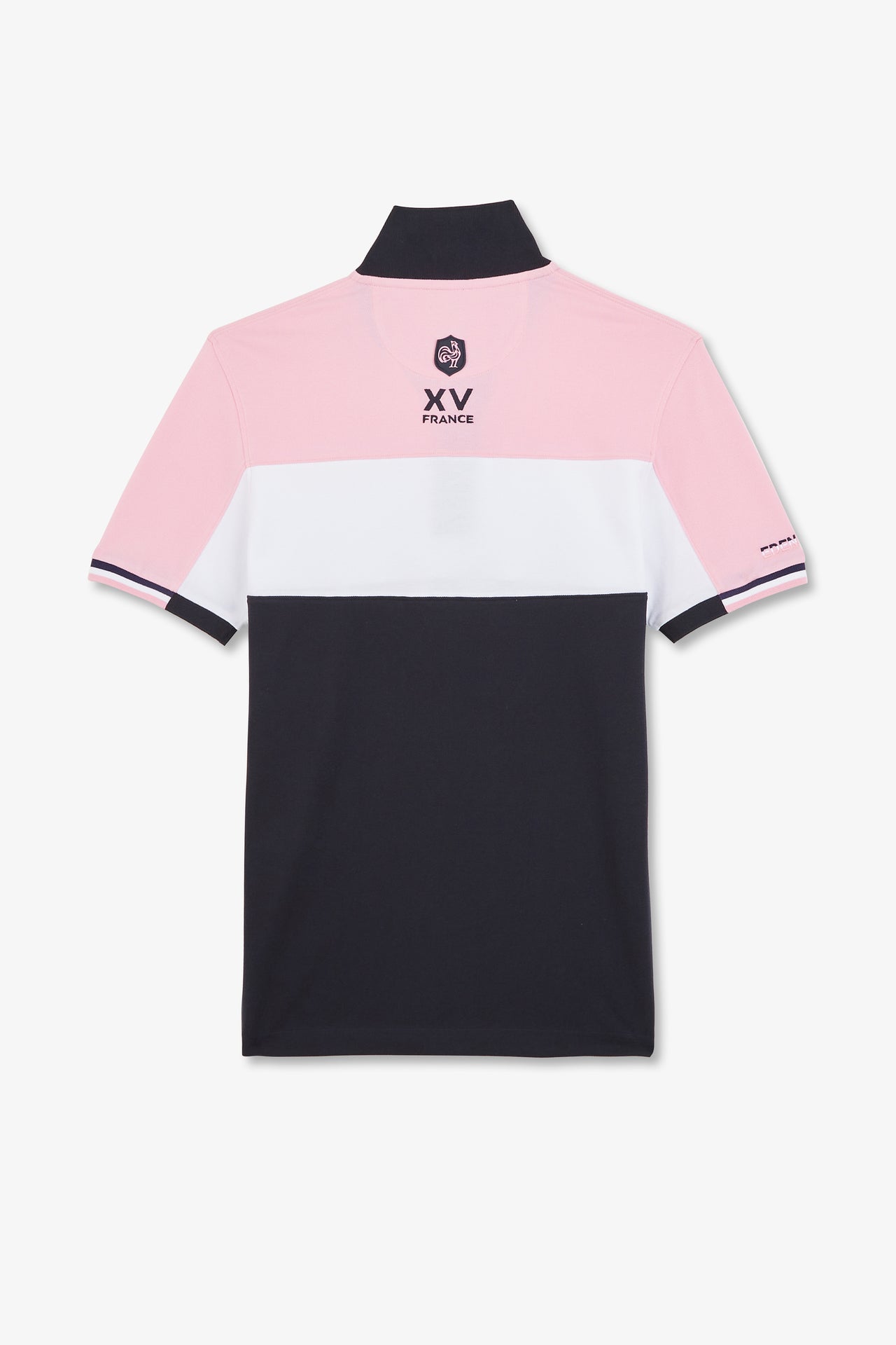 Polo colorblock rose en coton piqué à broderie XV de France