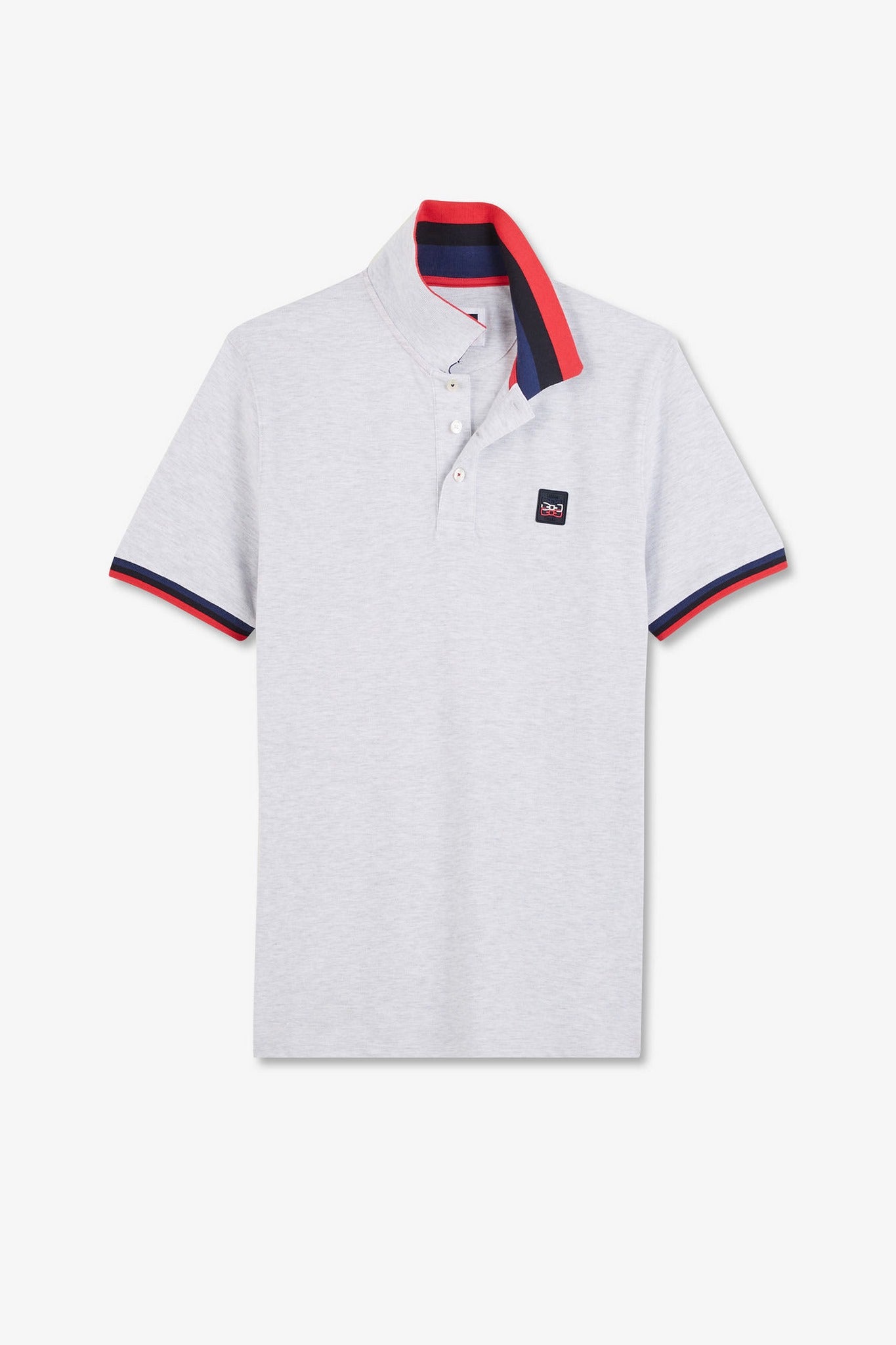 Polo gris à détails tricolores