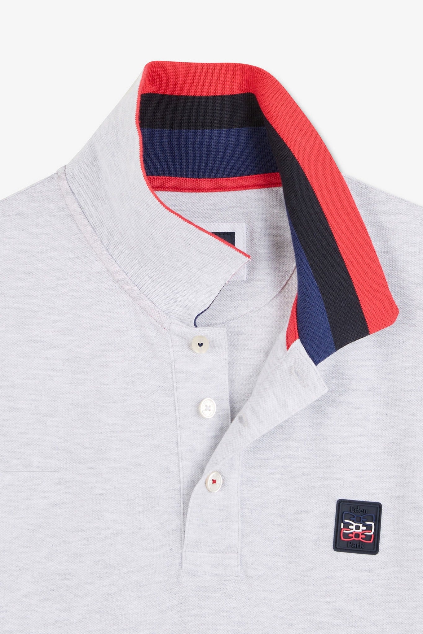 Polo gris à détails tricolores