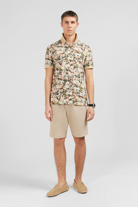 Polo blanc imprimé fleurs à manches courtes - Image 1