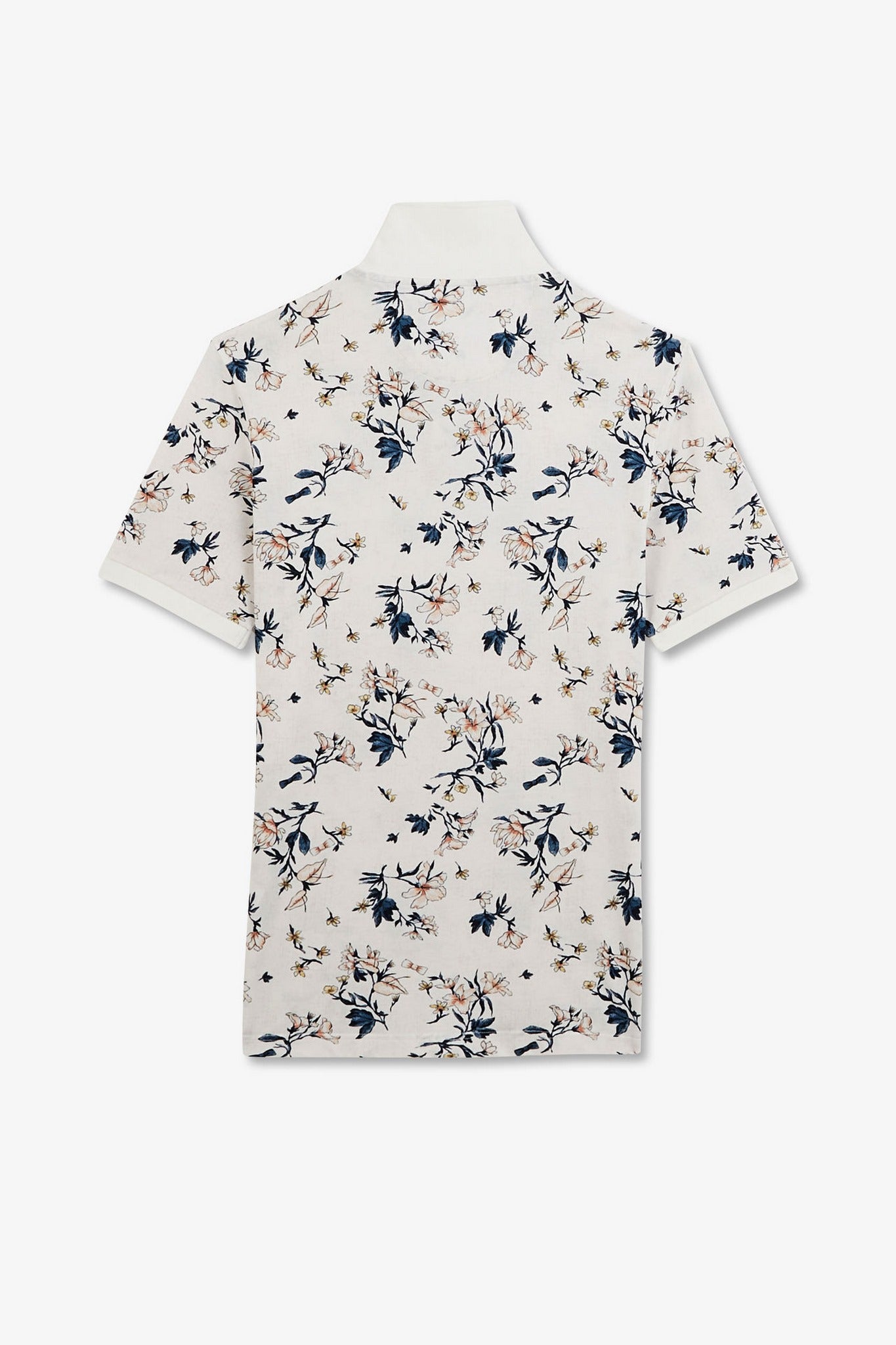 Polo blanc imprimé exclusif fleuri