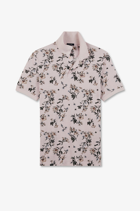 Polo rose imprimé exclusif fleuri - Image 2
