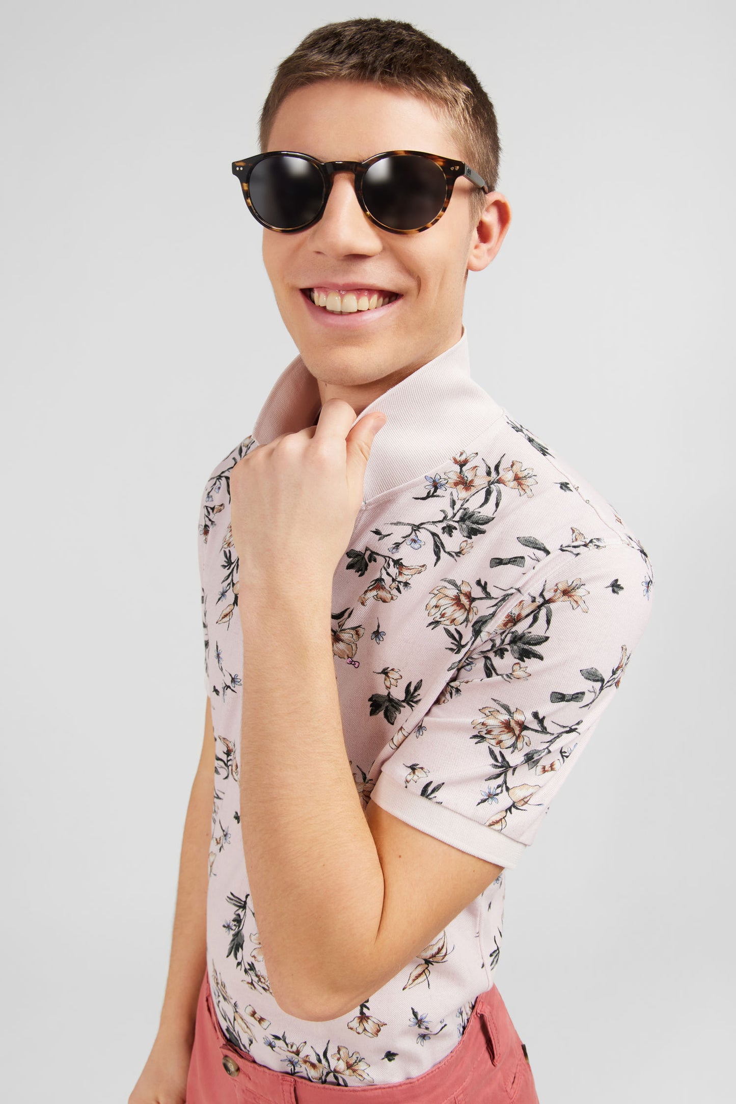 Polo shirt with an exclusive floral print