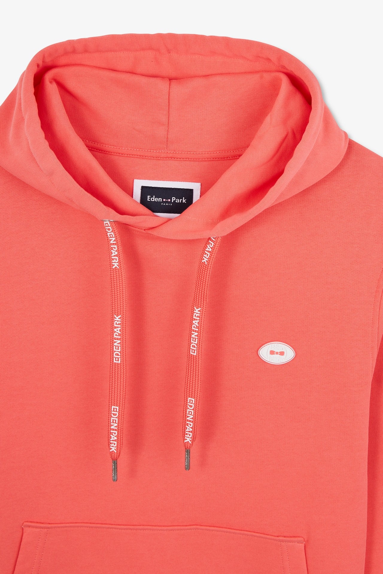 Sweat rose saumon uni à capuche