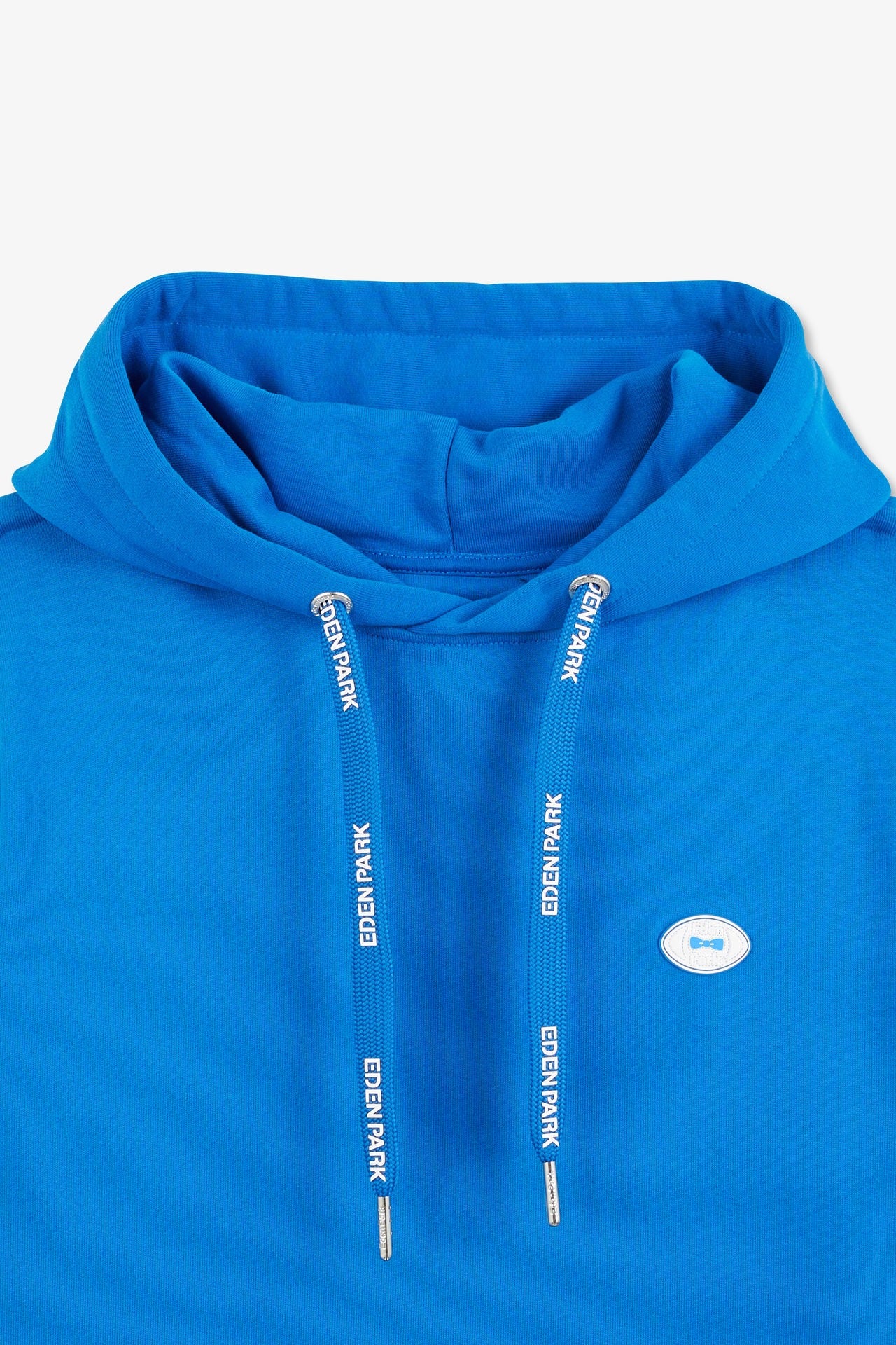 Sweat bleu uni à capuche