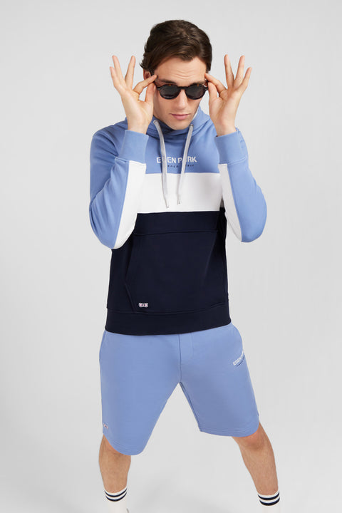 Sweat bleu colorblock à capuche - Image 3