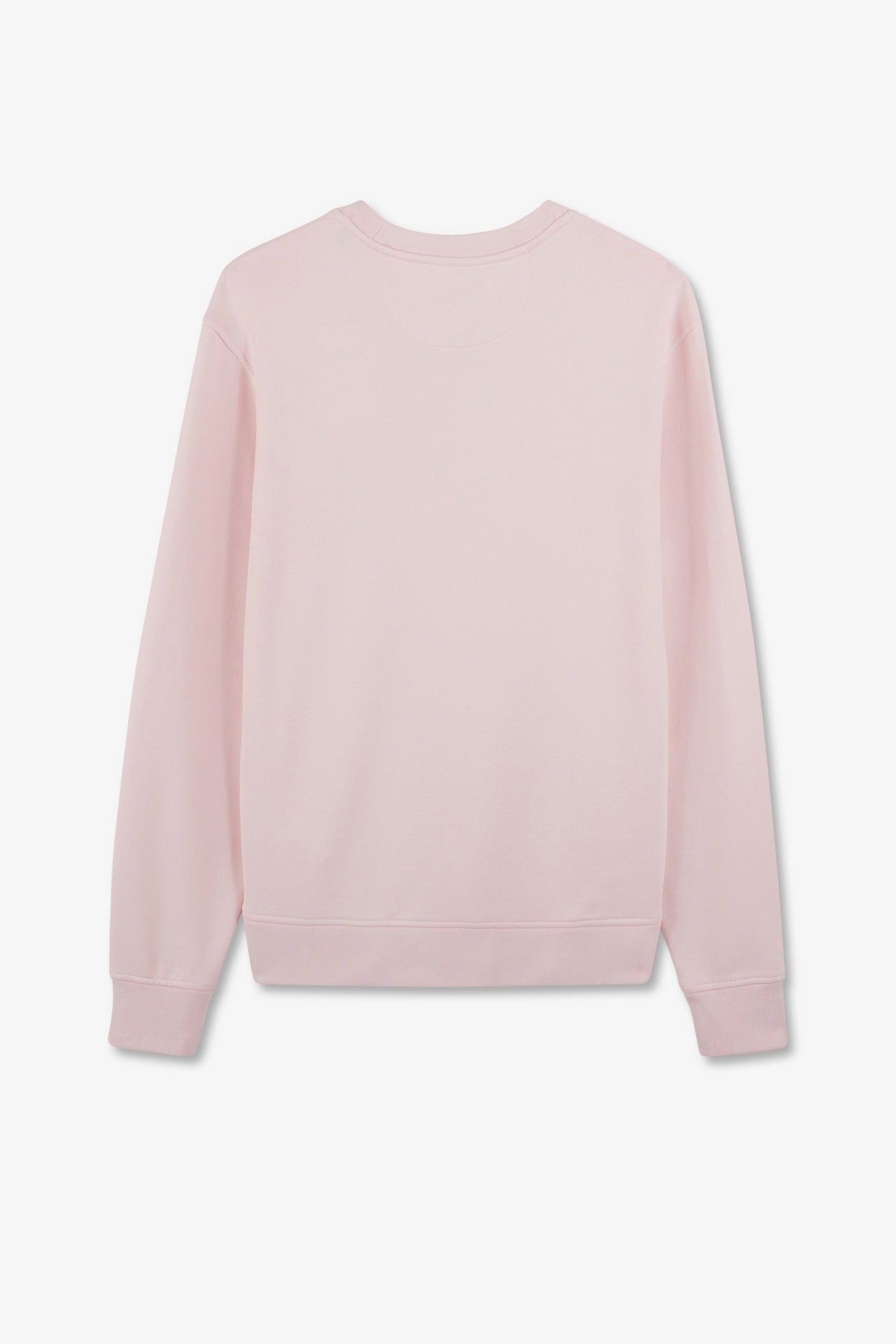 Pink fleece round-neck sweatshirt with bow tie embroidery