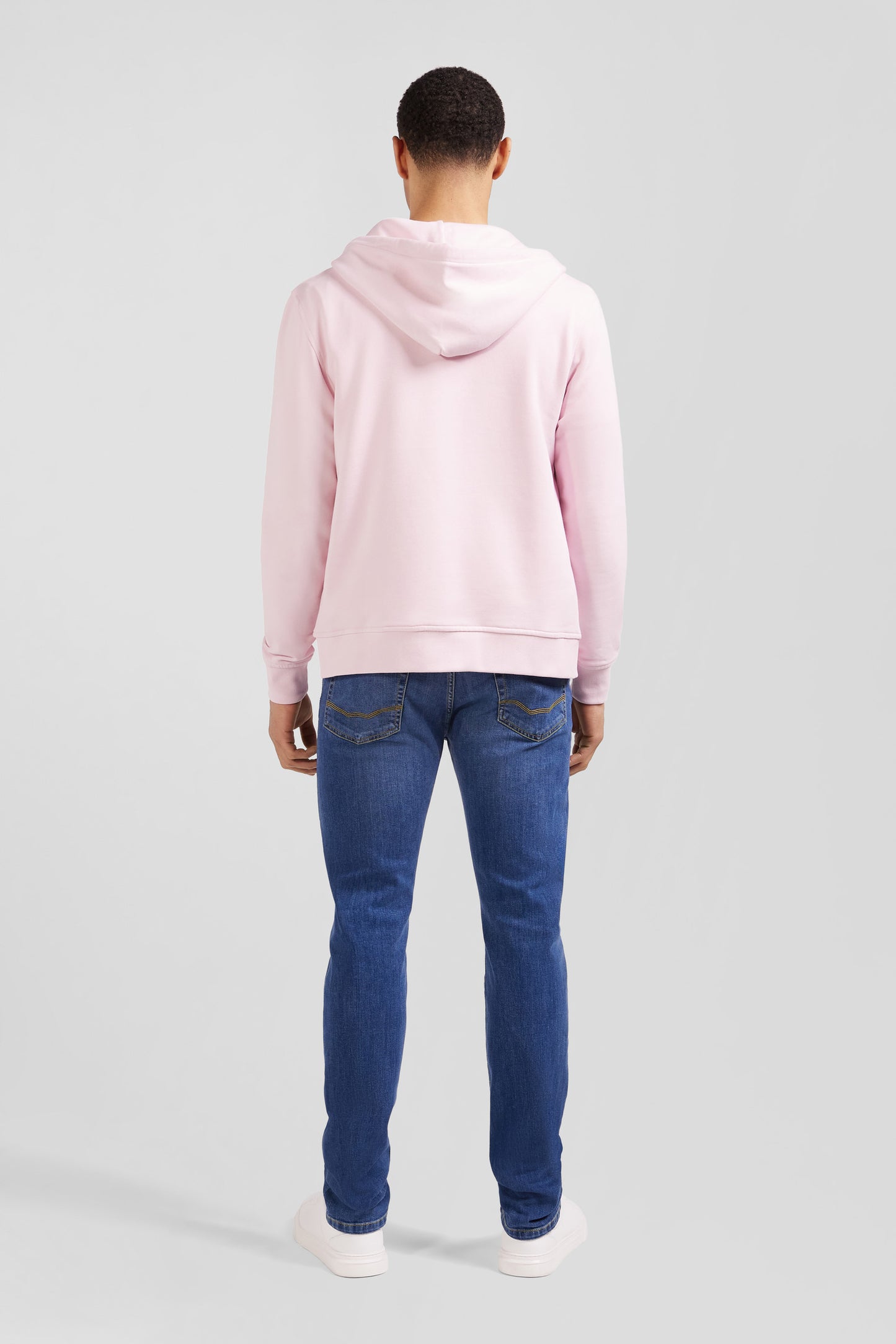 Pink fleece zipped hoodie with bow tie embroidery