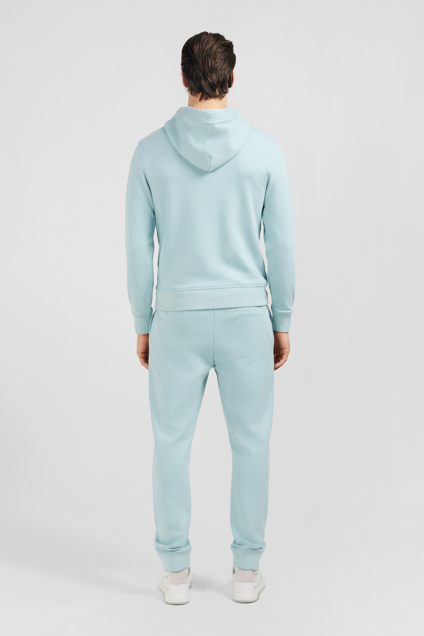 Green fleece zipped hoodie with bow tie embroidery