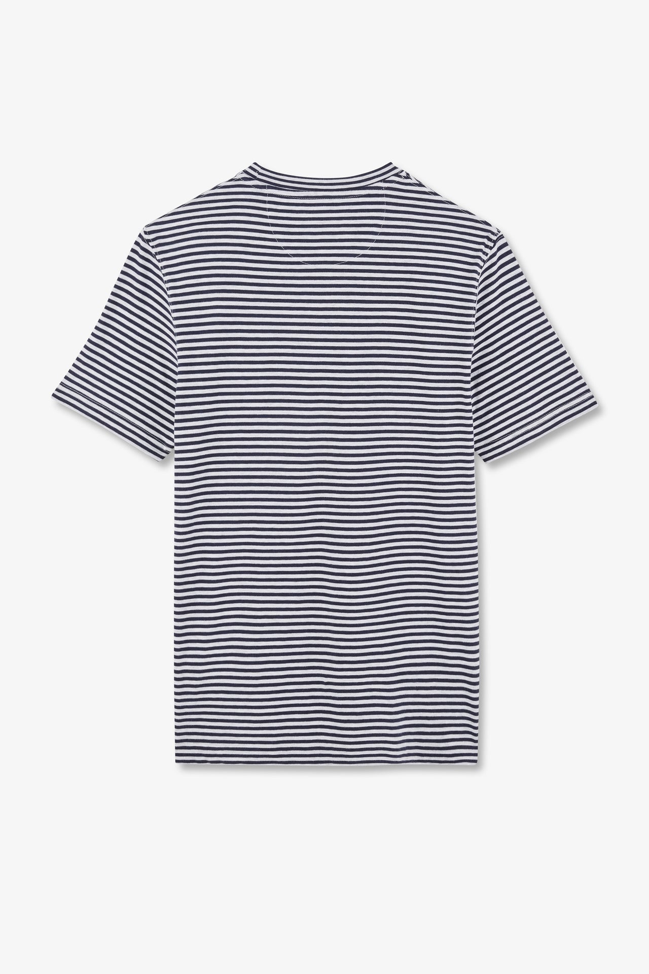 Navy blue short-sleeved striped T-shirt