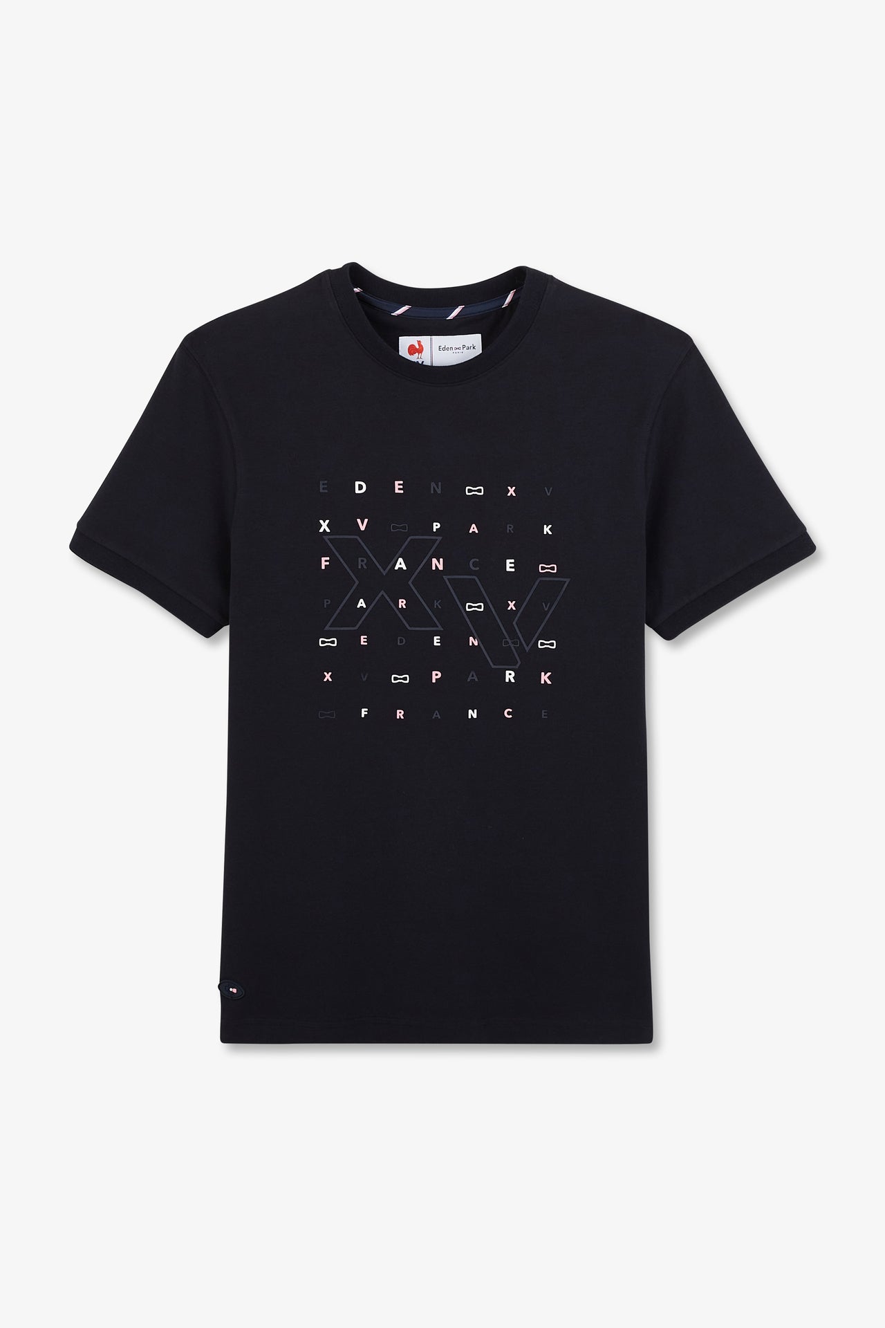 Navy blue printed short-sleeved T-shirt