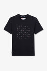 Navy blue printed short-sleeved T-shirt