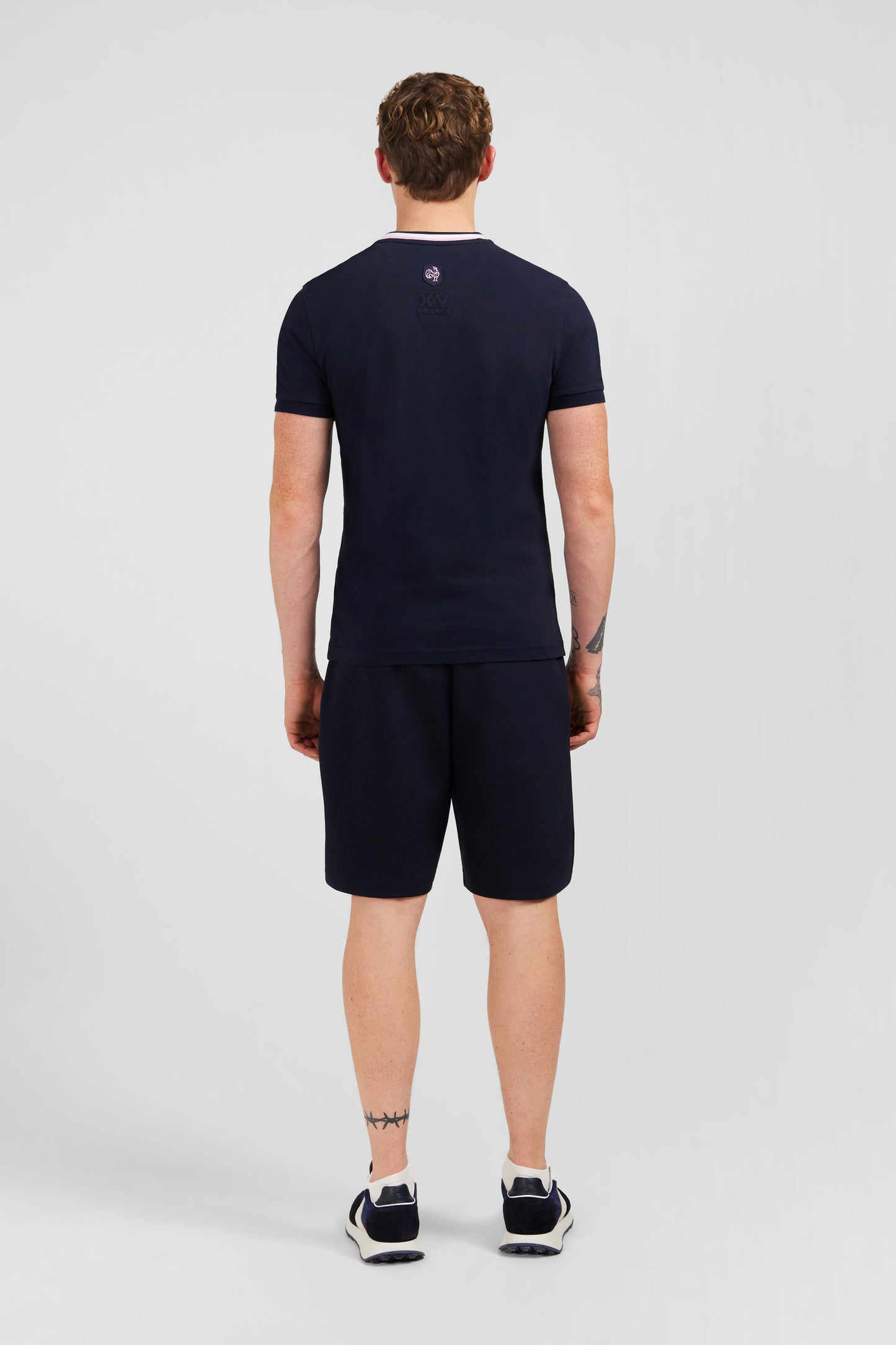 Navy blue printed short-sleeved T-shirt