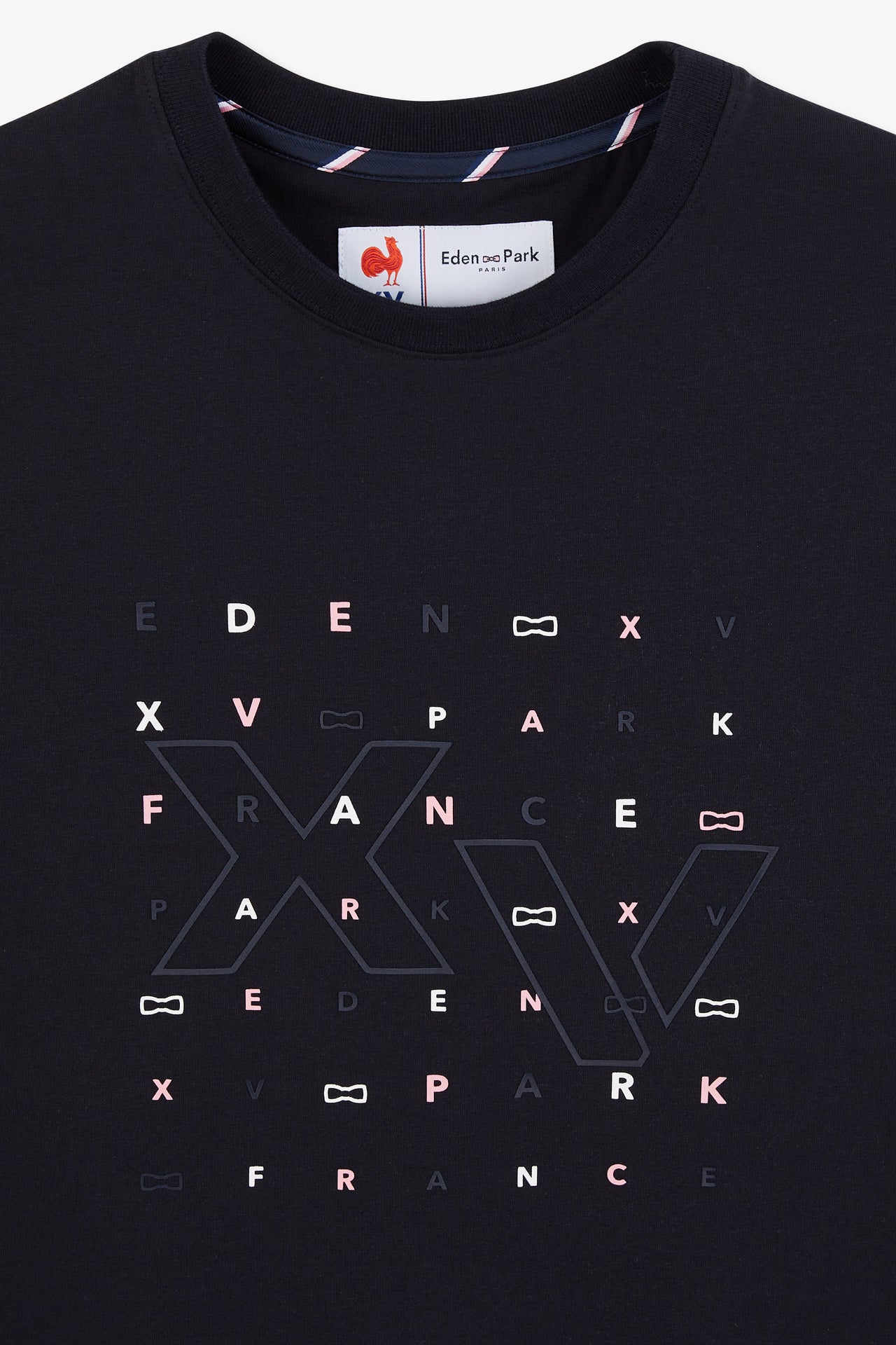 Navy blue printed short-sleeved T-shirt