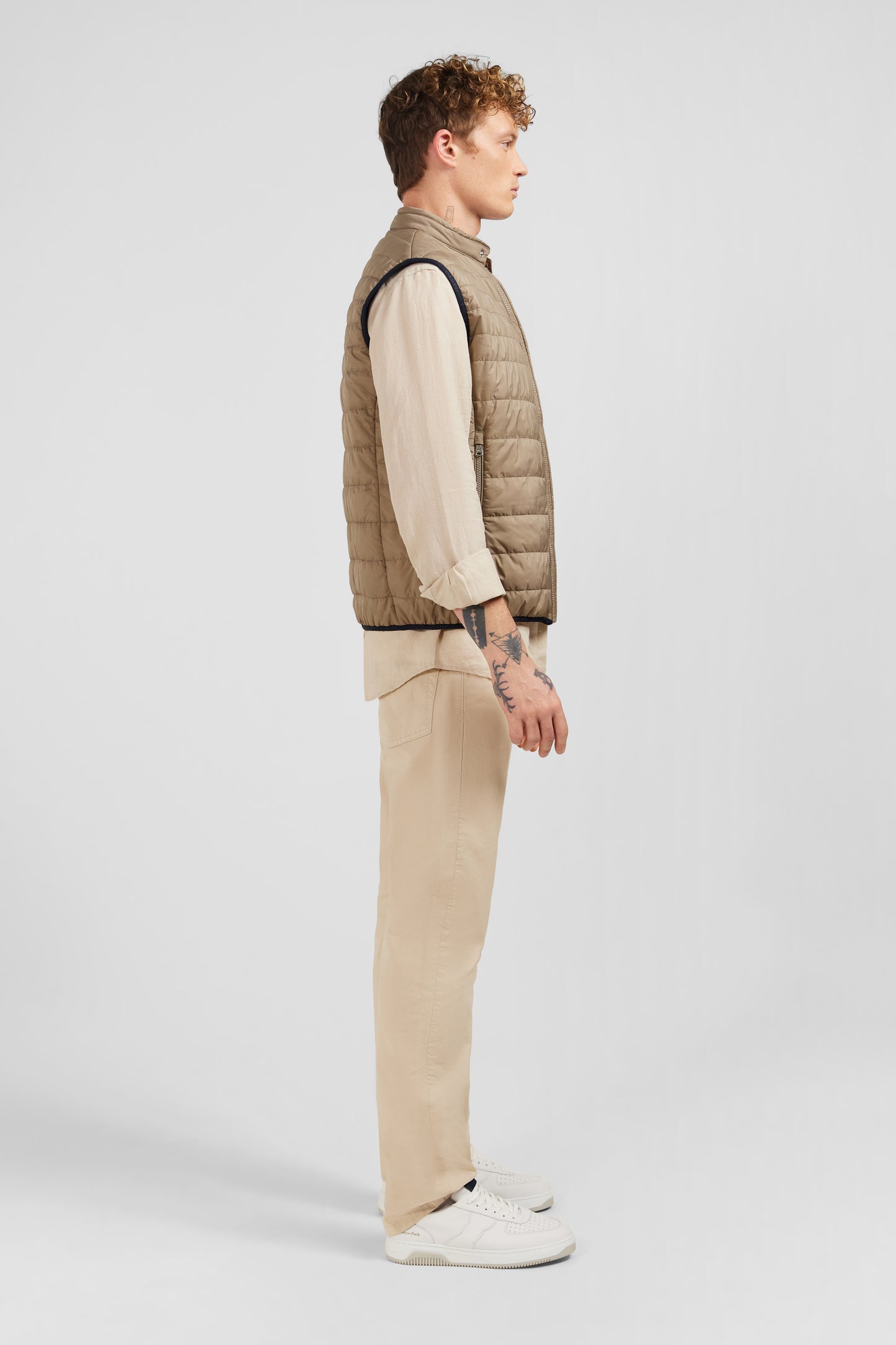Doudoune beige sans manches