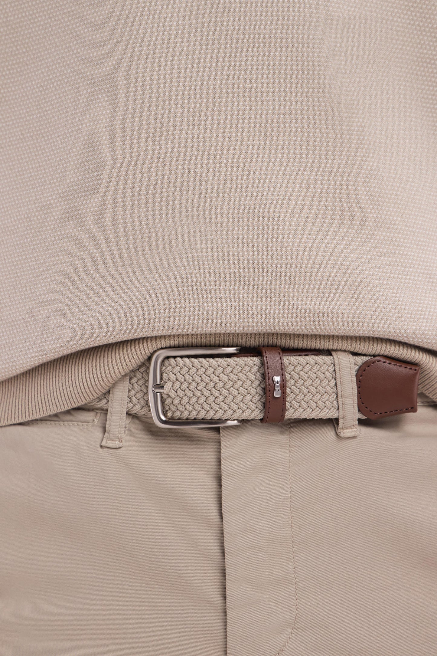 Beige plain rubber elastic belt