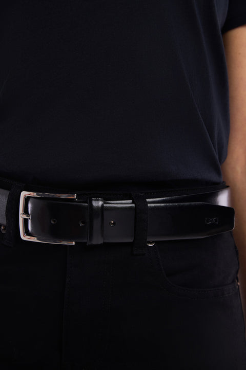 Black smooth leather belt - Image 2