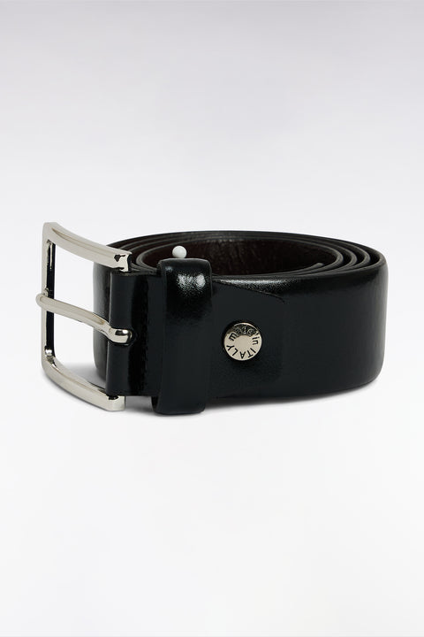 Black smooth leather belt - Image 1