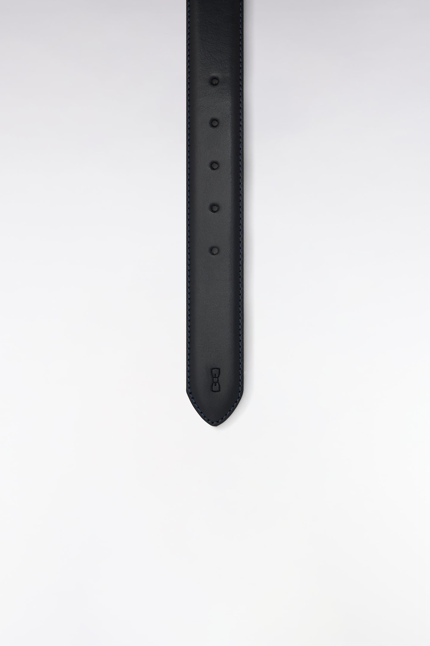 Navy smooth leather belt with double loops