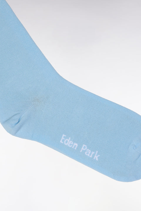 Chaussettes en coton stretch mélangé bleu foncé à bordures cerclées - Image 2