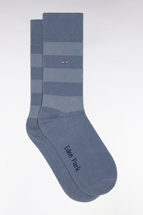 Chaussettes cerclées en coton stretch mélangé grises - Image 1