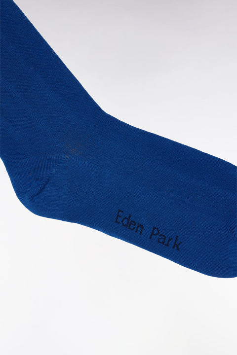 Stretch cotton blend socks with blue vertical stripes - Image 2