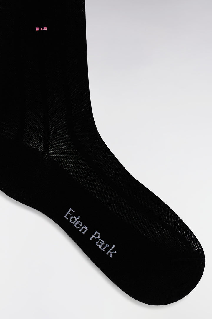 Chaussettes en coton stretch mélangé rayures verticales noires