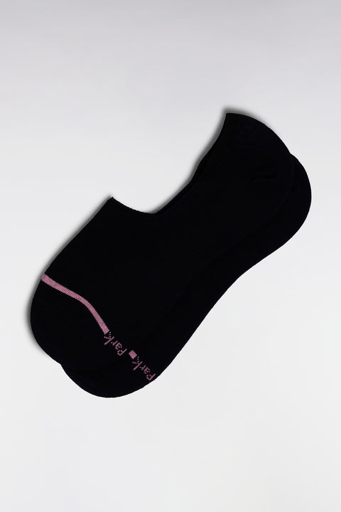 Chaussettes basses en coton stretch mélangé marine liseré rose - Image 1
