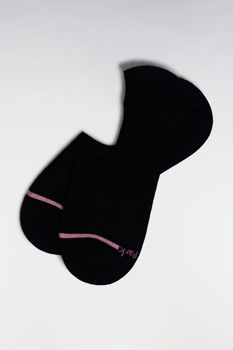 Chaussettes basses en coton stretch mélangé marine liseré rose - Image 2