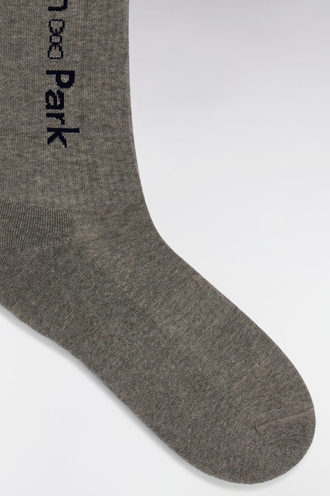 Grey stretch cotton-blend socks with Eden Park jacquard - Image 2