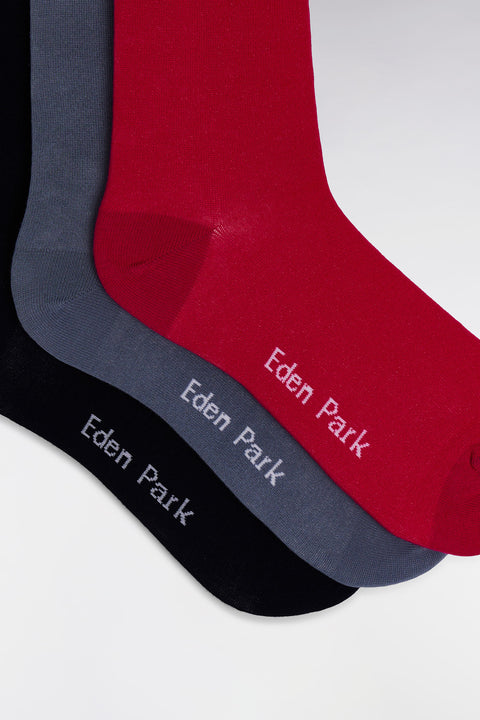 Lot de 3 paires de chaussettes marine fuchsia et grises en coton stretch mélangé - Image 2