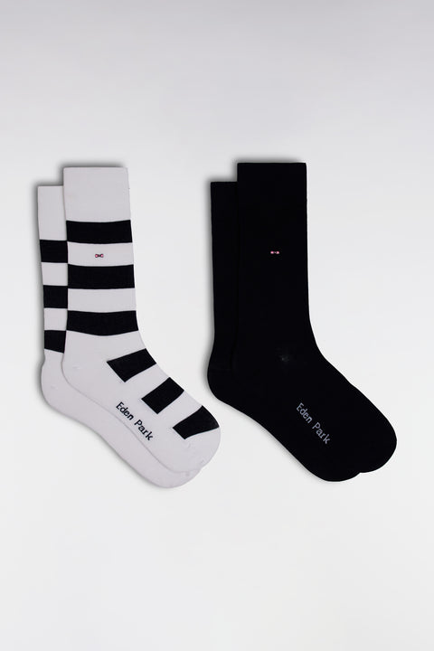 Lot de 2 paires de chaussettes en coton stretch mélangé blanches et marine - Image 1