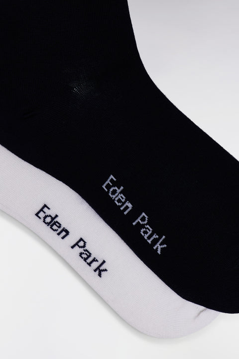 Lot de 2 paires de chaussettes en coton stretch mélangé blanches et marine - Image 2