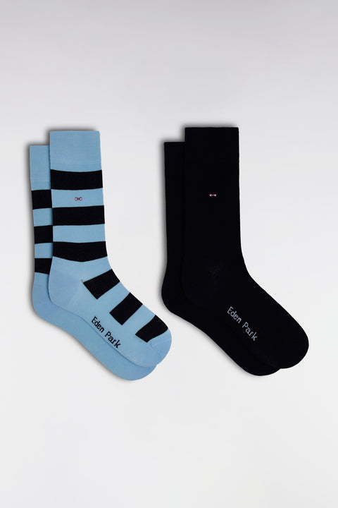 Lot de 2 paires de chaussettes en coton stretch mélangé ciel et marine - Image 1