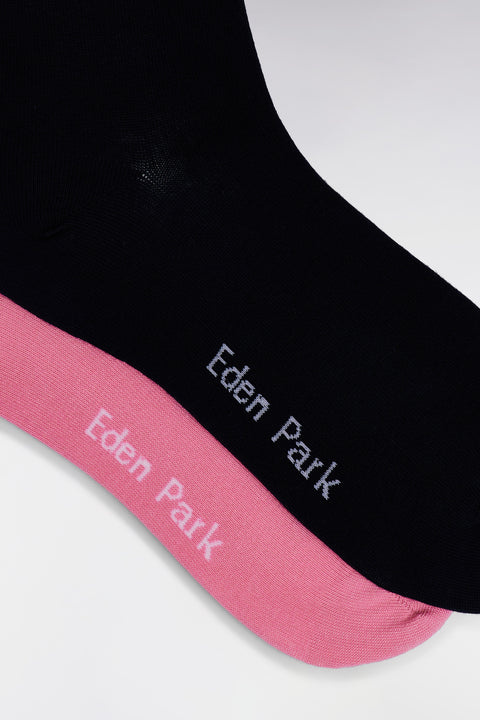 Lot de 2 paires de chaussettes en coton stretch mélangé roses et marine - Image 2