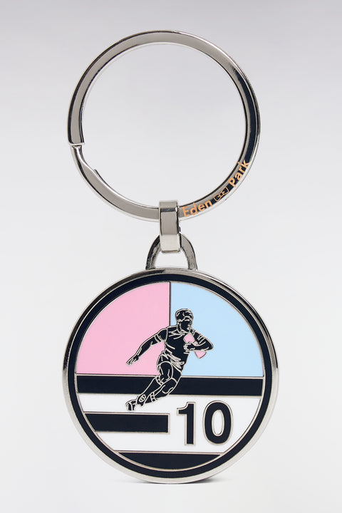 Enameled metal rugby medal keyring - Image 1