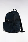 Canvas and black leather backpack