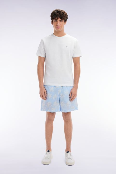 Sky blue swimsuit with palm tree print - Image 1