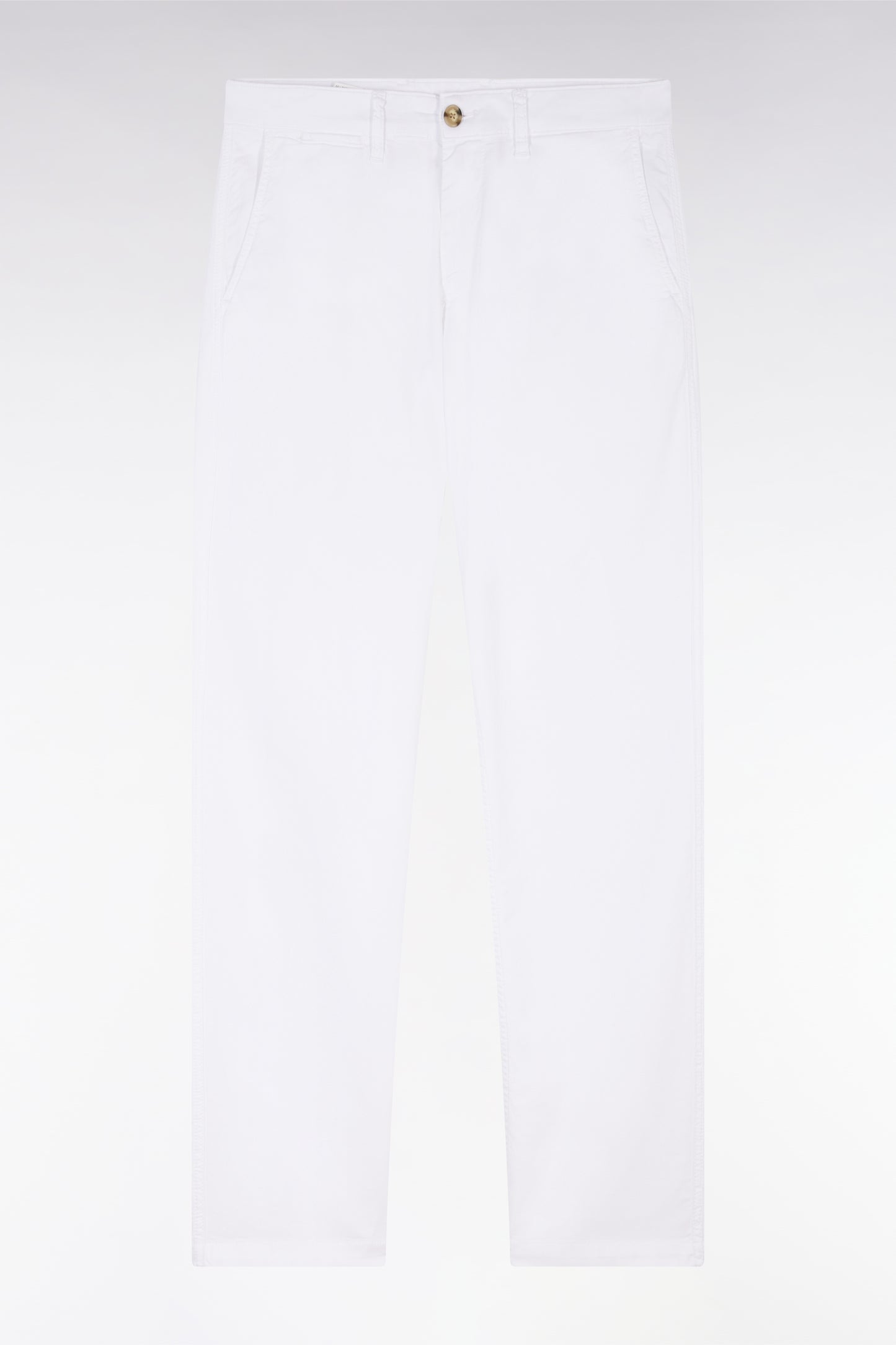 Pantalon chino sans plis en coton stretch blanc coupe droite