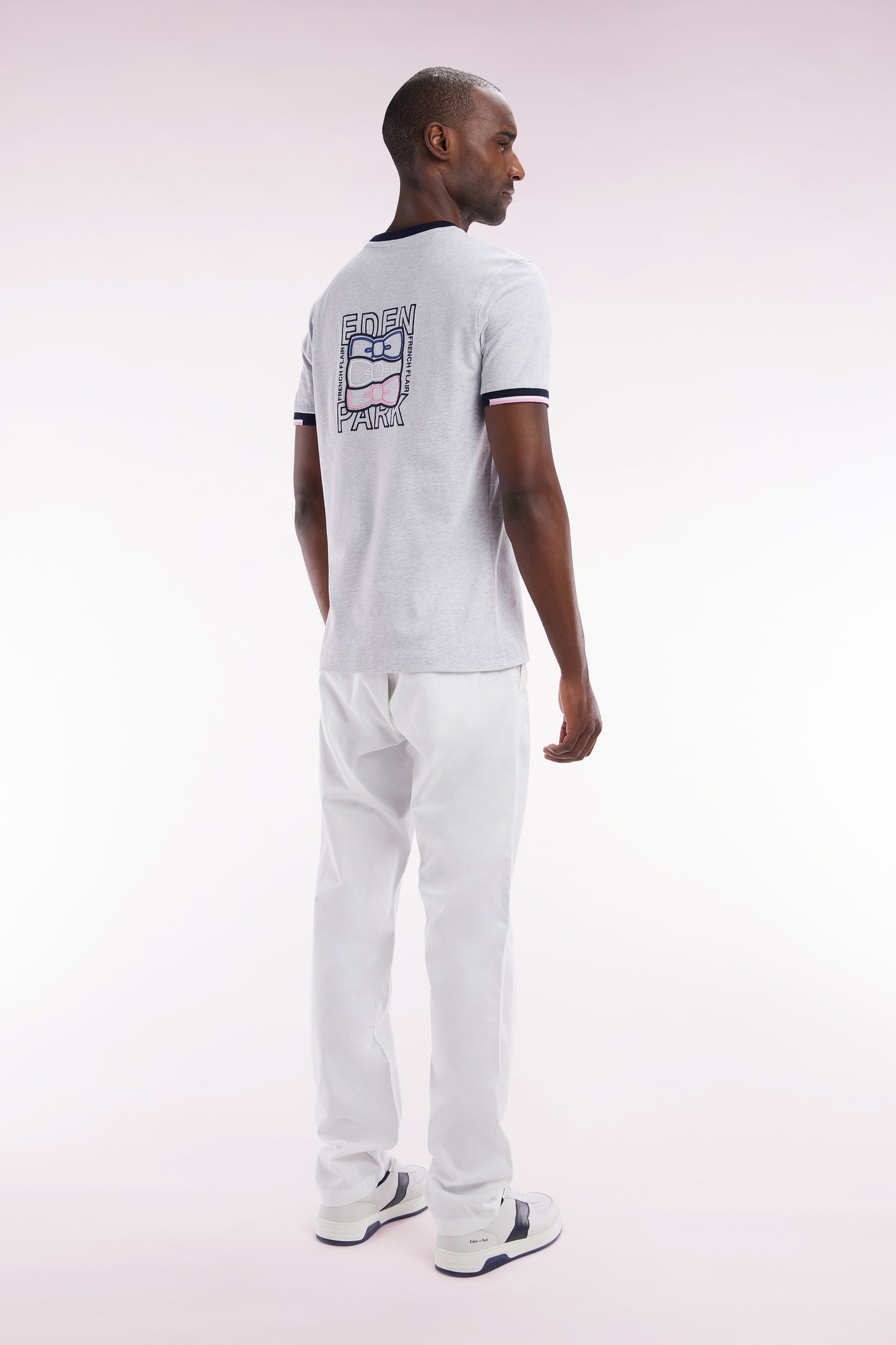 Pantalon chino sans plis en coton stretch blanc coupe droite