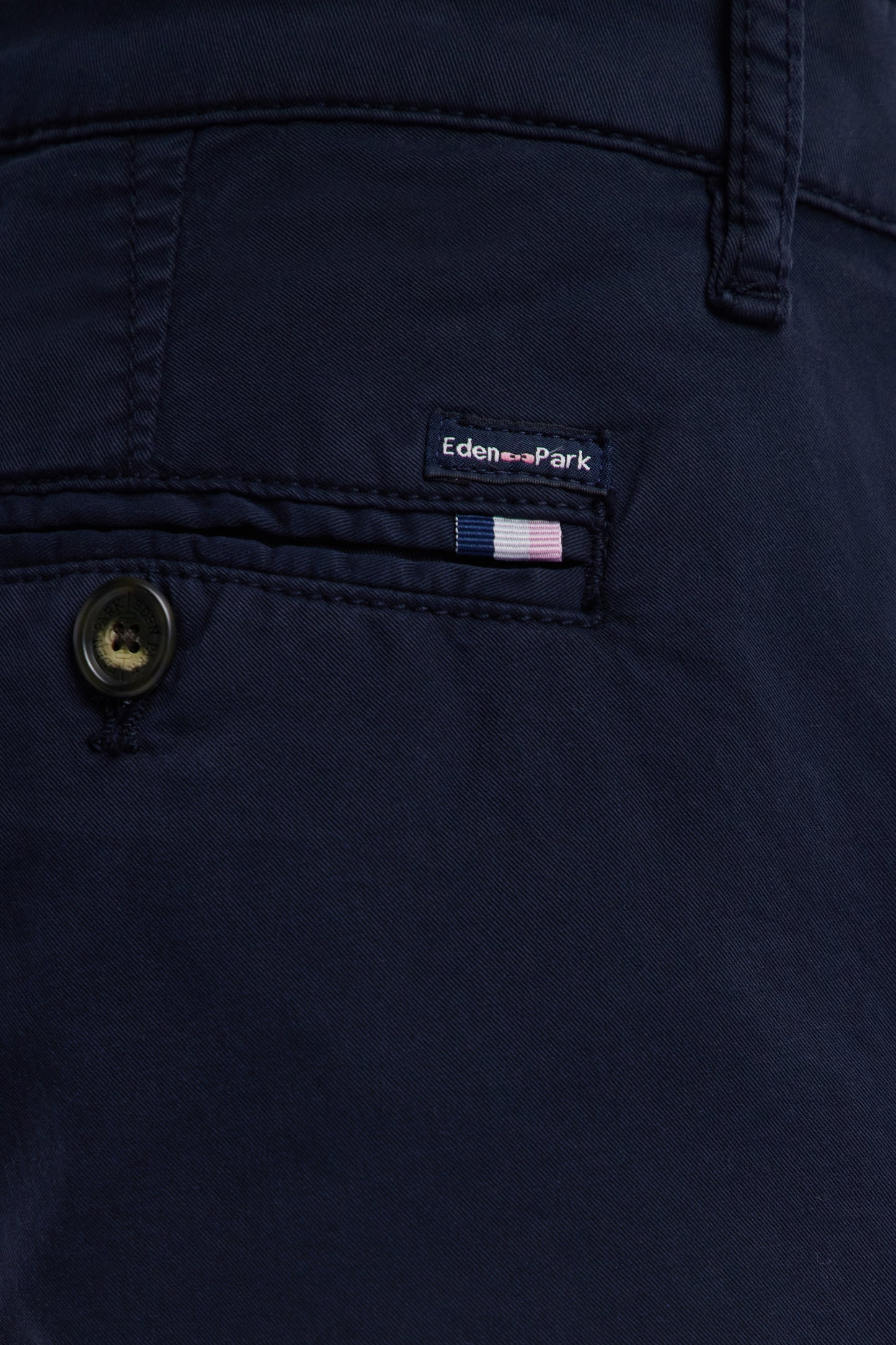Pantalon chino sans plis en coton stretch marine coupe droite