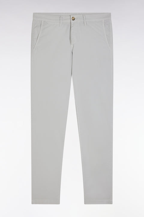 Grey straight-cut stretch cotton pleat-free chinos - Image 2